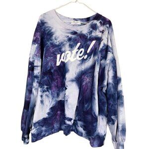 Anna Joyce Sweatshirt Women 2XL Blue Tie Dye Vote Hand Dyed Active Yoga Sporty